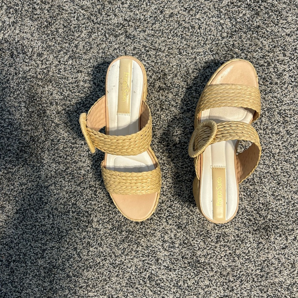 Franco Sarto Woven Platform Sandals in Natural Straw - Picture 6 of 6